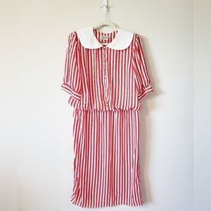 Vintage Red and White Striped Dress